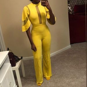 Custom yellow jumpsuit. Too short for me brand new